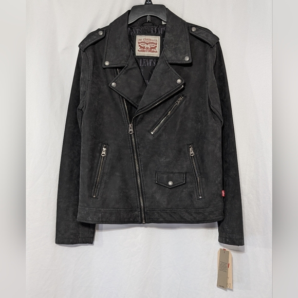 Levi's Other - NWT LEVI'S Classic Asymmetrical Faux Leather Motorcycle Jacket Coat Black Mens S